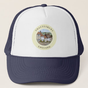Gold Hill Shaftesbury Dorset England Watercolor Trucker Hat