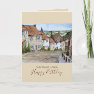 Gold Hill, Shaftesbury, Dorset Watercolor Painting Card