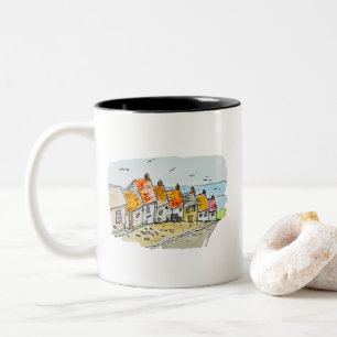 Gold Hill, Shaftesbury Watercolour Two-Tone Coffee Mug