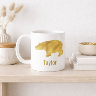 Gold Hippo Name Coffee Mug