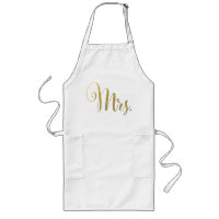 Gold His n Hers Mr & Mrs Matching Aprons