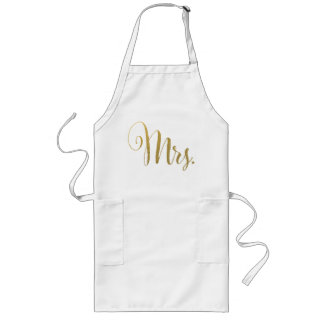 Gold His n Hers Mr & Mrs Matching Aprons