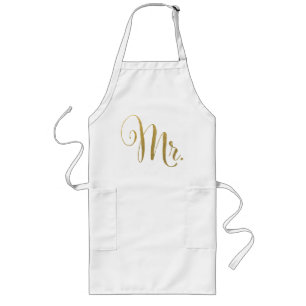 Gold His n Hers Mr & Mrs Matching Aprons