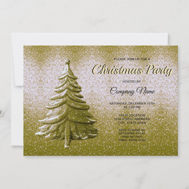Gold Holiday Christmas Ball Invitation (Front)