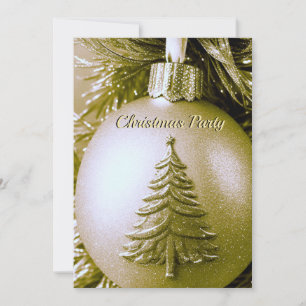 Gold Holiday Christmas Ball Invitation