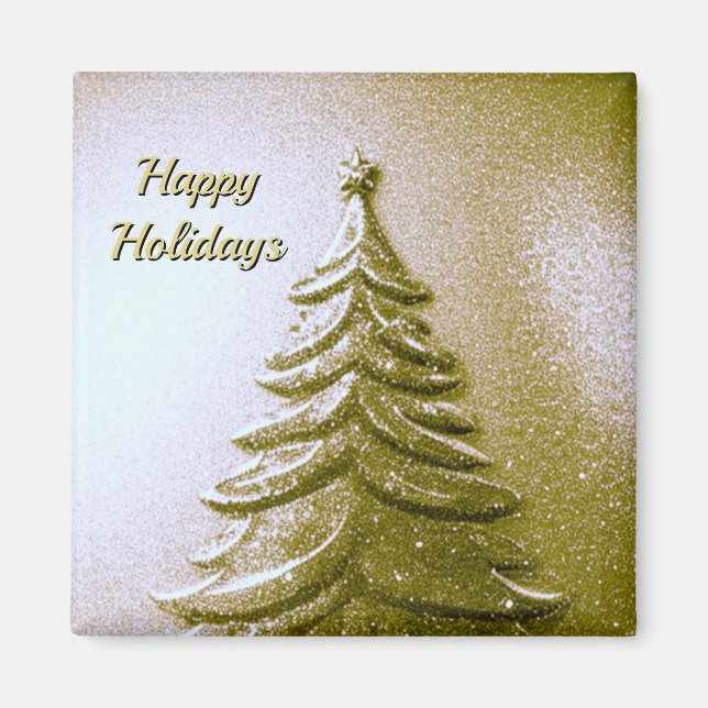 Gold Holiday Christmas Magnet (Front)