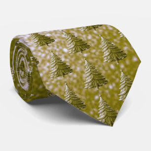 Gold Holiday Christmas Tree Neck Tie