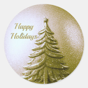 Gold Holiday Christmas Tree Sticker