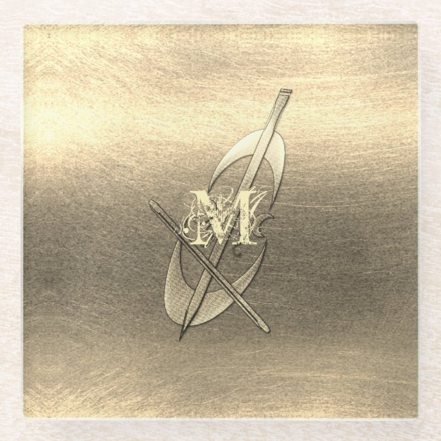 Gold Holiday Season Vibe Glass Coaster (Front)