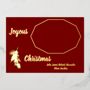 Gold Holly Dark Red Joyous Christmas Photo