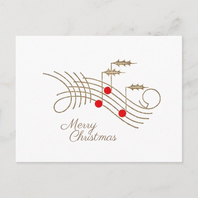 Gold Holly Music Notes Christmas  (Front)