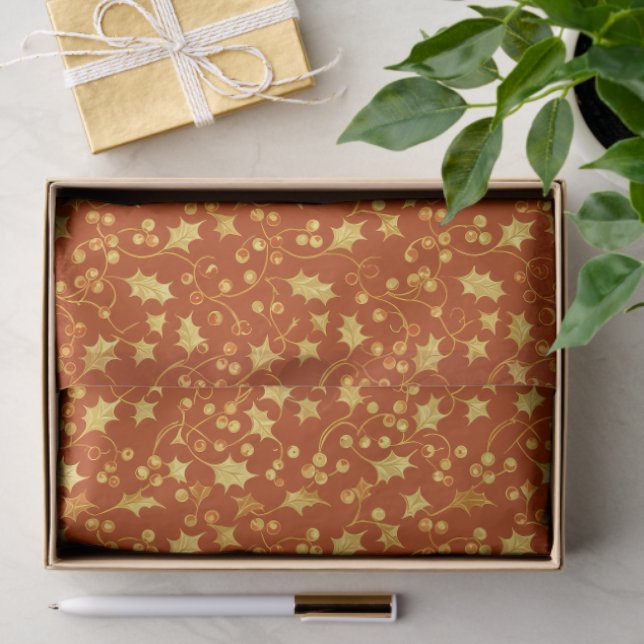 Gold Holly Tissue Paper (Gift)