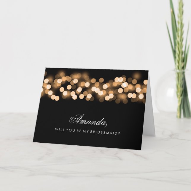 Gold Hollywood Glam Be My Bridesmaid Invitation (Front)