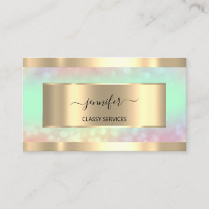 Gold  Holograph Nail Salon Mint  Hairdresser OMBRÉ Business Card