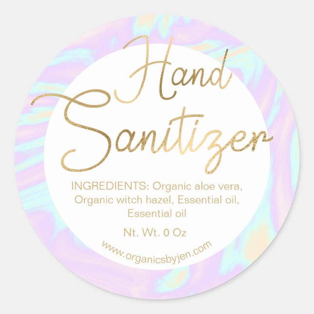 Gold Holographic Chic Hand Sanitizer Labels (Front)