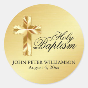 Gold Holy Baptism Catholilc Evelope Seal wth Cross