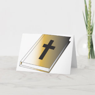 Gold Holy Bible with Black Cross Religious Card