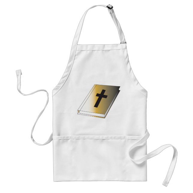 Gold Holy Bible with Black Cross Religious Standard Apron (Front)