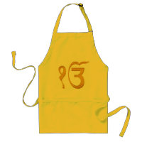 Gold Holy Ek Onkar Sikh Langar Apron with Pockets