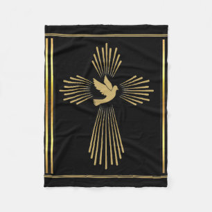 “Gold Holy Spirit Cross”  Fleece Blanket