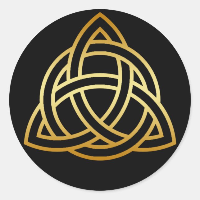 GOLD HOLY TRINITY KNOT CLASSIC ROUND STICKER (Front)