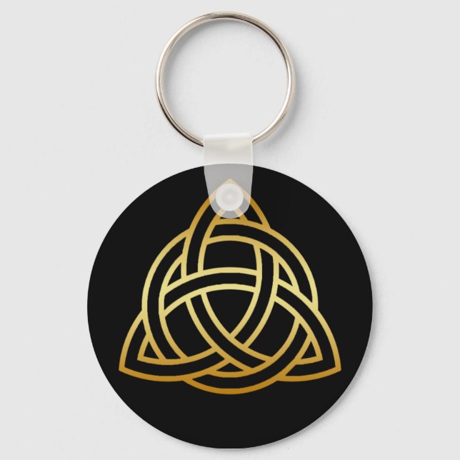 GOLD HOLY TRINITY KNOT KEY RING (Front)