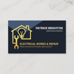 Gold Home Electric Circuit Wiring Business Card