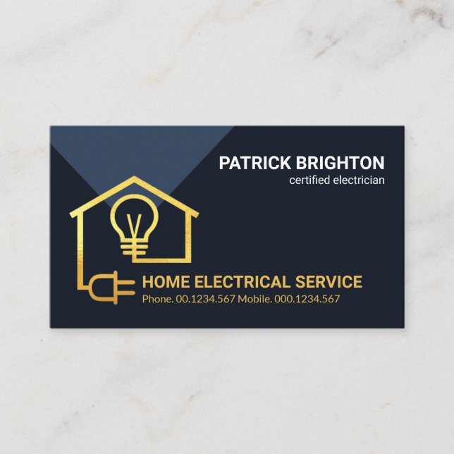 Gold Home Electrical Circuit Wiring Electrician Business Card (Front)