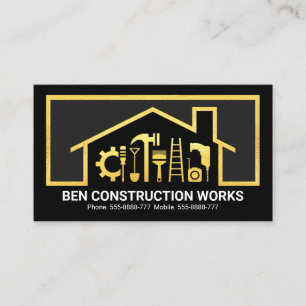 Gold Home Handyman Tools Frame Business Card