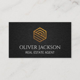 Gold Home Logo Black Texture Background Business Card