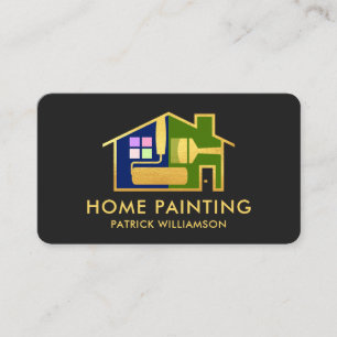 Gold Home Paint Brush Frame Remodeling Business Card