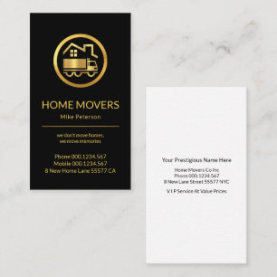 Gold Home Rooftop Moving Business Card