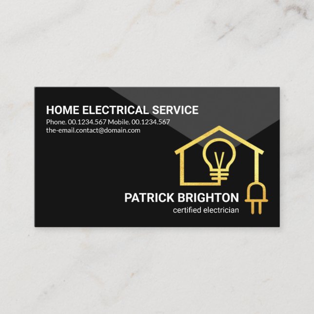 Gold Home Wiring Circuit Electrical Contractor Business Card (Front)