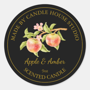 Gold Homemade Apple Candle Label Black