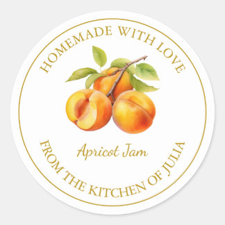 Gold Homemade Apricot Jam Label | White