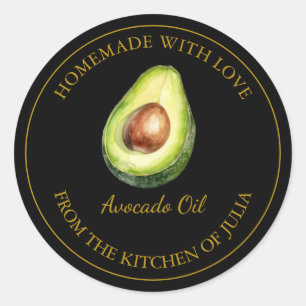 Gold Homemade Avocado Oil Label   Black