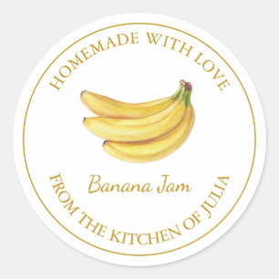 Gold Homemade Banana Jam Label   White