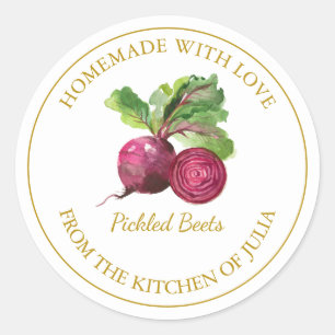 Gold Homemade Beet Root Pickle Label   White