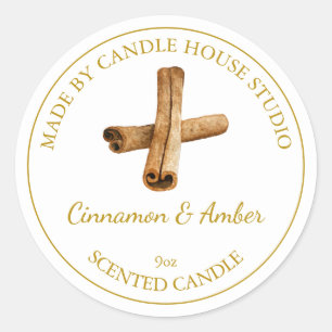 Gold Homemade Cinnamon Candle Label White