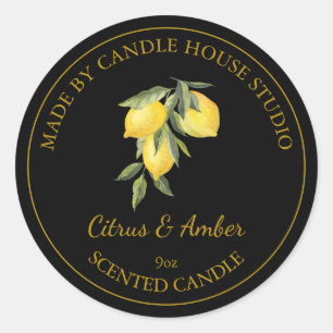 Gold Homemade Citrus Candle Label Black
