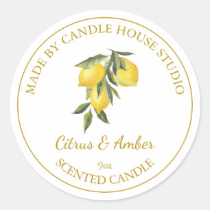 Gold Homemade Citrus Candle Label White