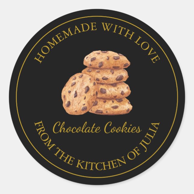 Gold Homemade Cookies Label | Black (Front)