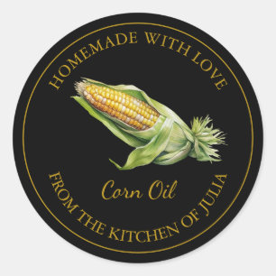 Gold Homemade Corn Oil Label Black