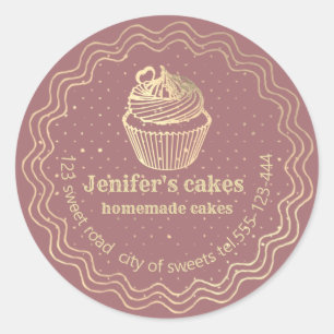 Gold Homemade cupcakes and treats packaging Classic Round Sticker