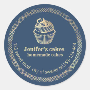 Gold Homemade cupcakes and treats packaging Classic Round Sticker