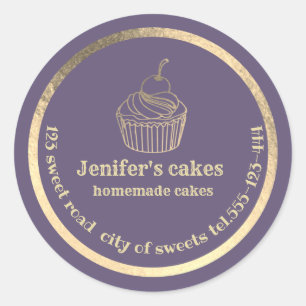 Gold Homemade cupcakes and treats packaging Classic Round Sticker
