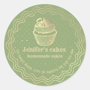 Gold Homemade cupcakes and treats packaging Classic Round Sticker