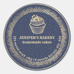 Gold  Homemade cupcakes and treats packaging Classic Round Sticker
