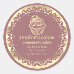 Gold Homemade cupcakes and treats packaging Classic Round Sticker