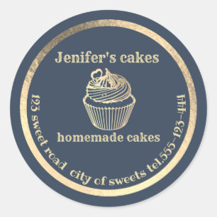 Gold Homemade cupcakes and treats packaging Classic Round Sticker